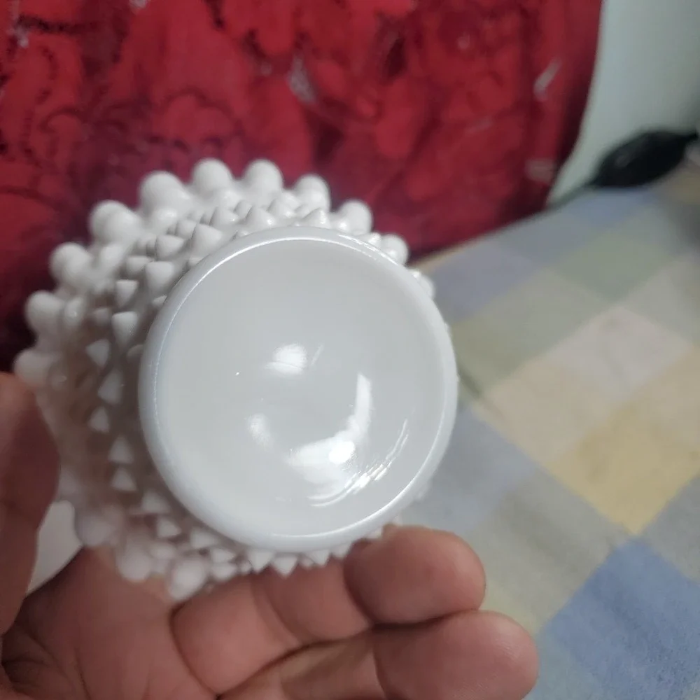 Vintage Fenton Milk Glass Hobnail‎ Mayonnaise Bowl and Underplate